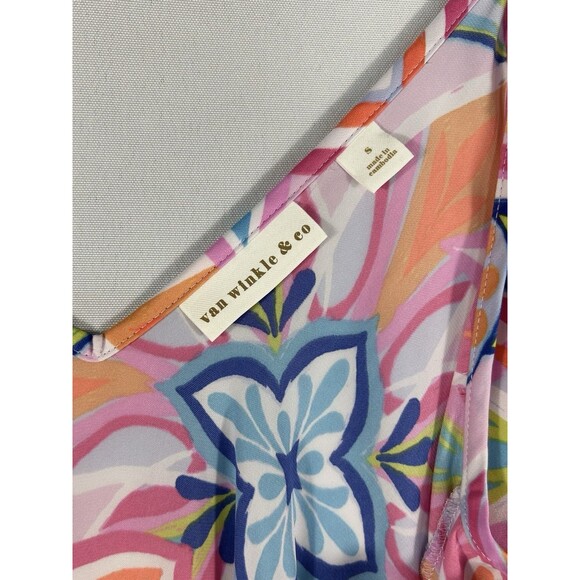 Van Winkle & Co Maxi Dress Side Seam Tropical Floral Beach Bright Colorful Sz S - Picture 8 of 9